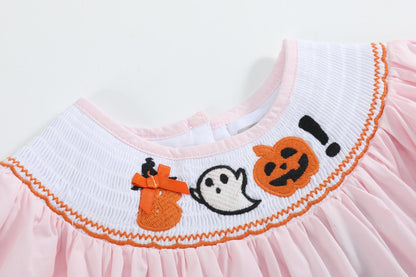 Pink and Orange Gingham Boo Smocked Bishop Dress