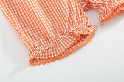 Pink and Orange Gingham Boo Smocked Dress and Bloomer Set