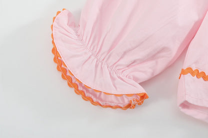 Pink and Orange Gingham Boo Smocked Dress and Bloomer Set