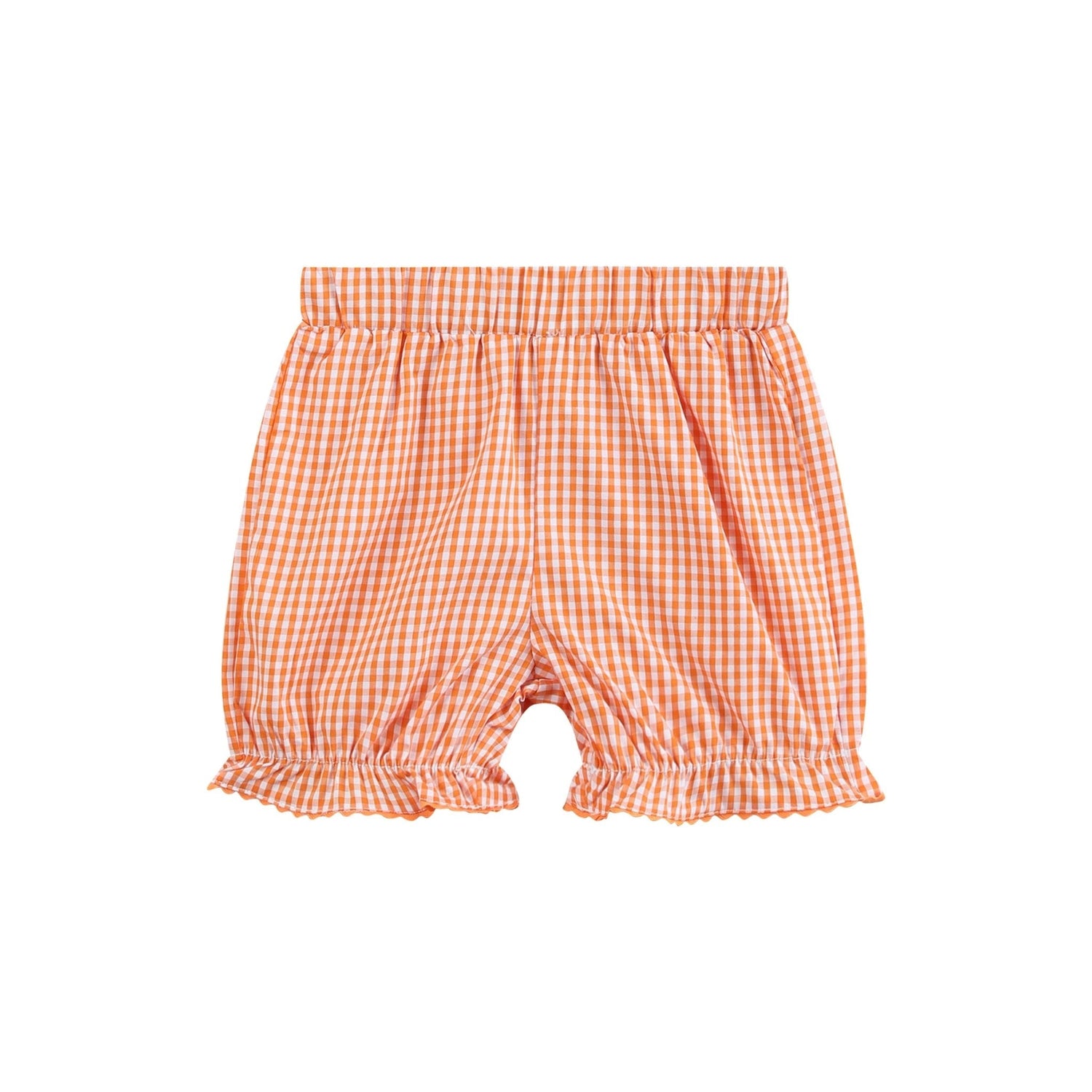 Pink and Orange Gingham Boo Smocked Dress and Bloomer Set