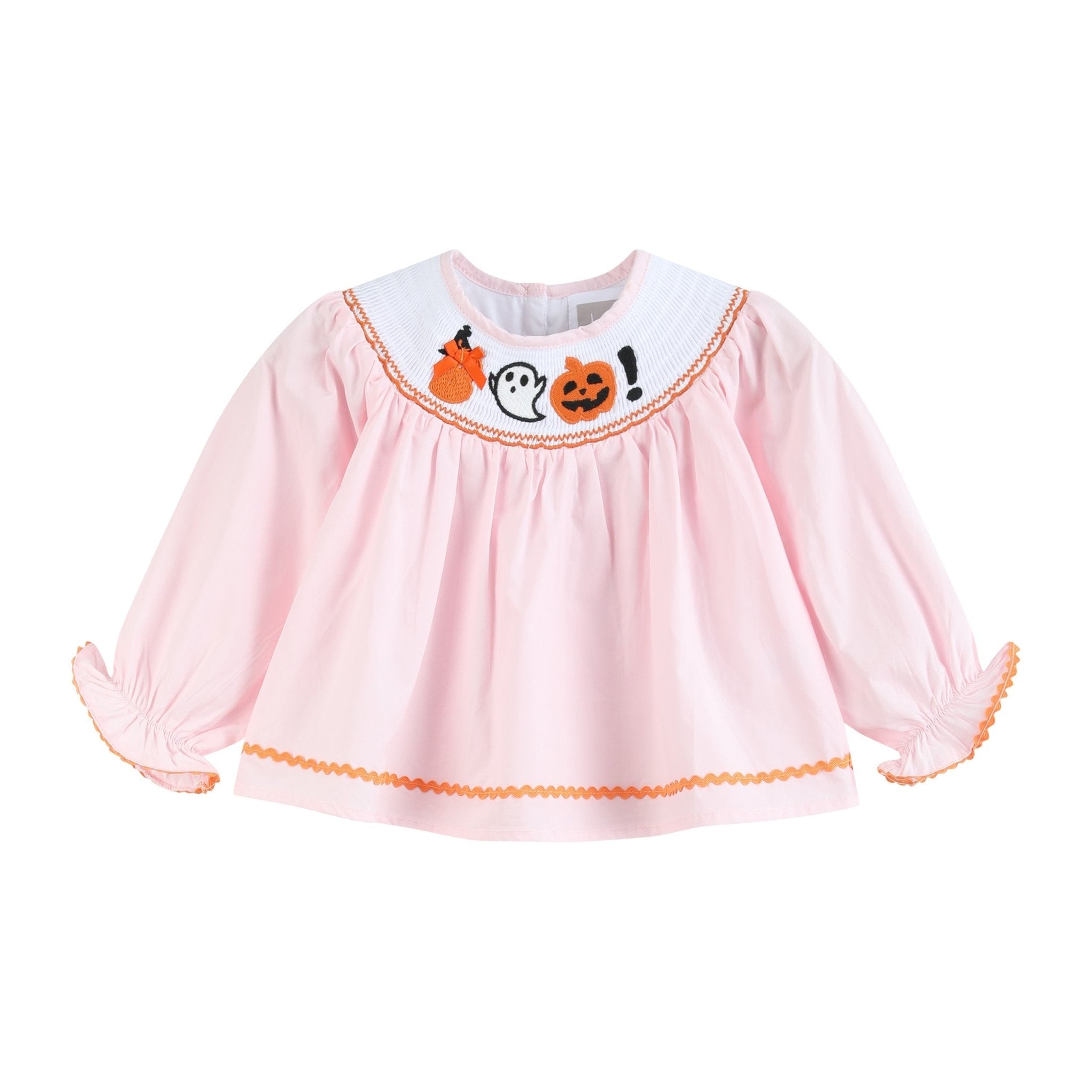 Pink and Orange Gingham Boo Smocked Dress and Bloomer Set