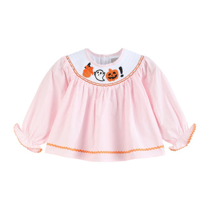 Pink and Orange Gingham Boo Smocked Dress and Bloomer Set