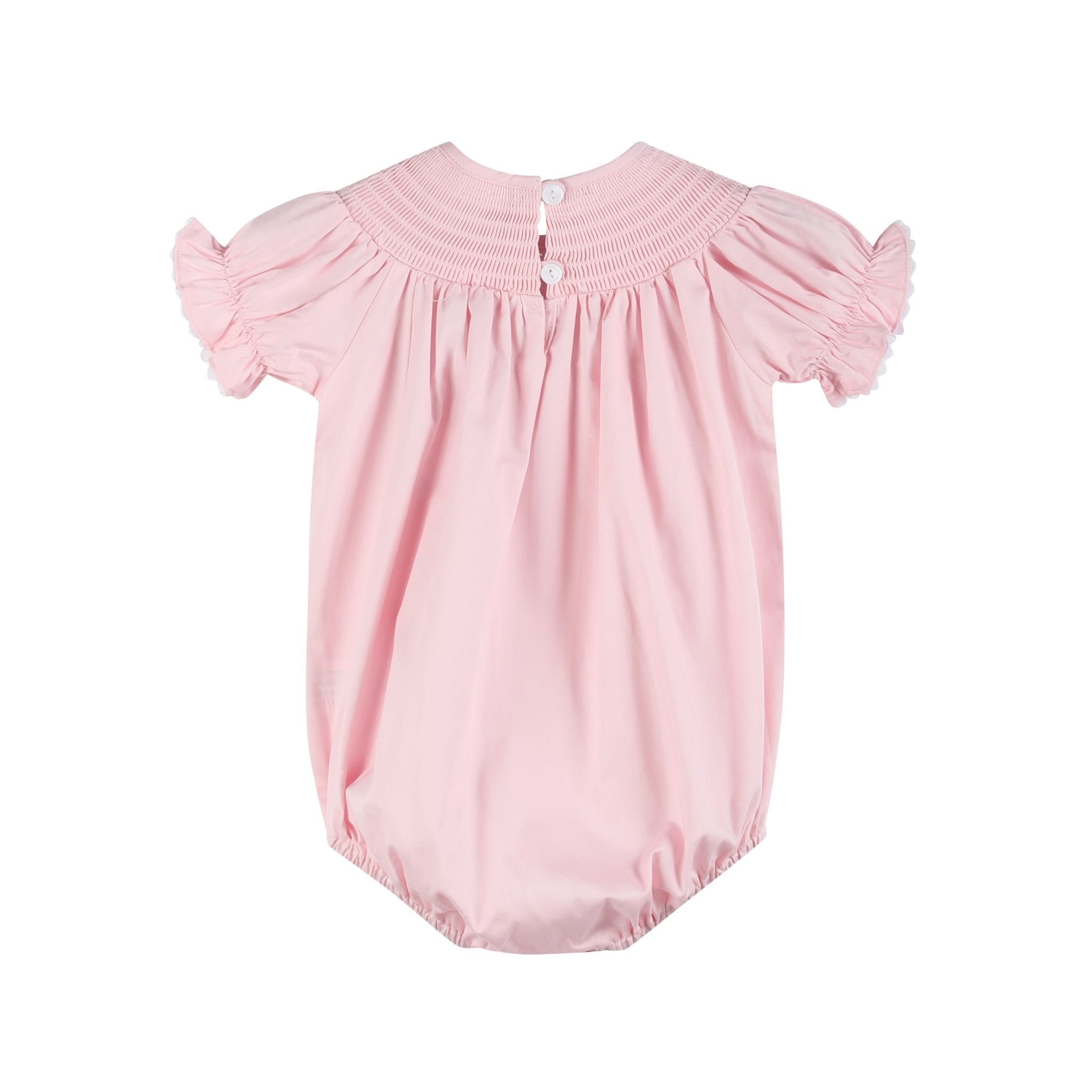 Pink and White Smocked Bubble Romper