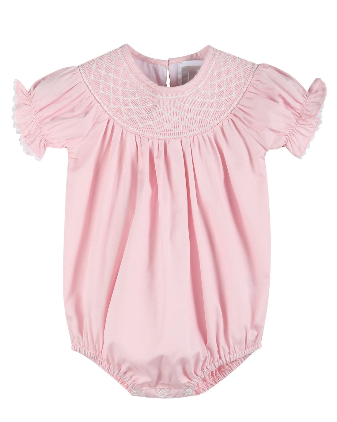 Pink and White Smocked Bubble Romper