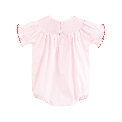 Pink Christmas Smocked Bubble Romper