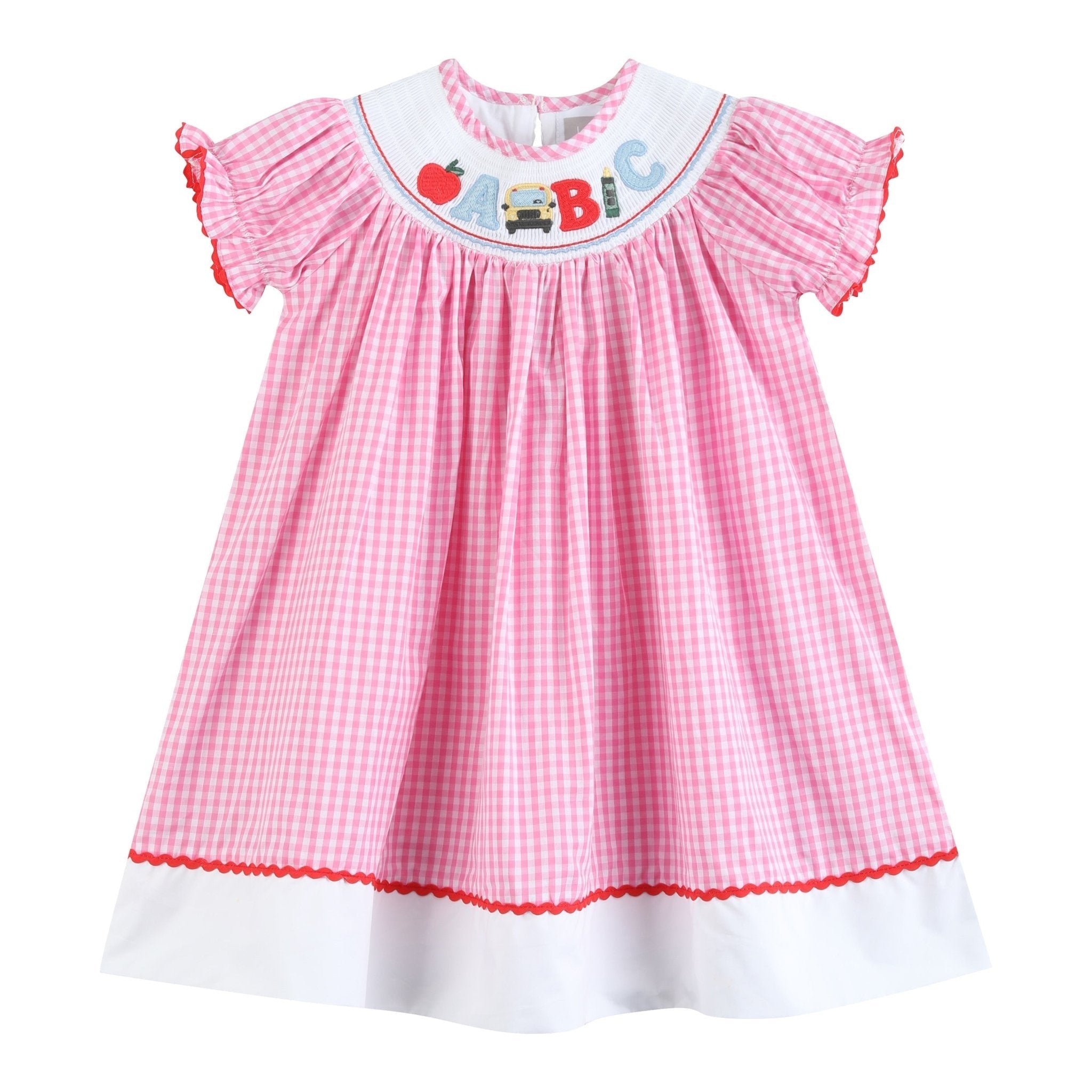 Pink Gingham ABC School Bishop Dress