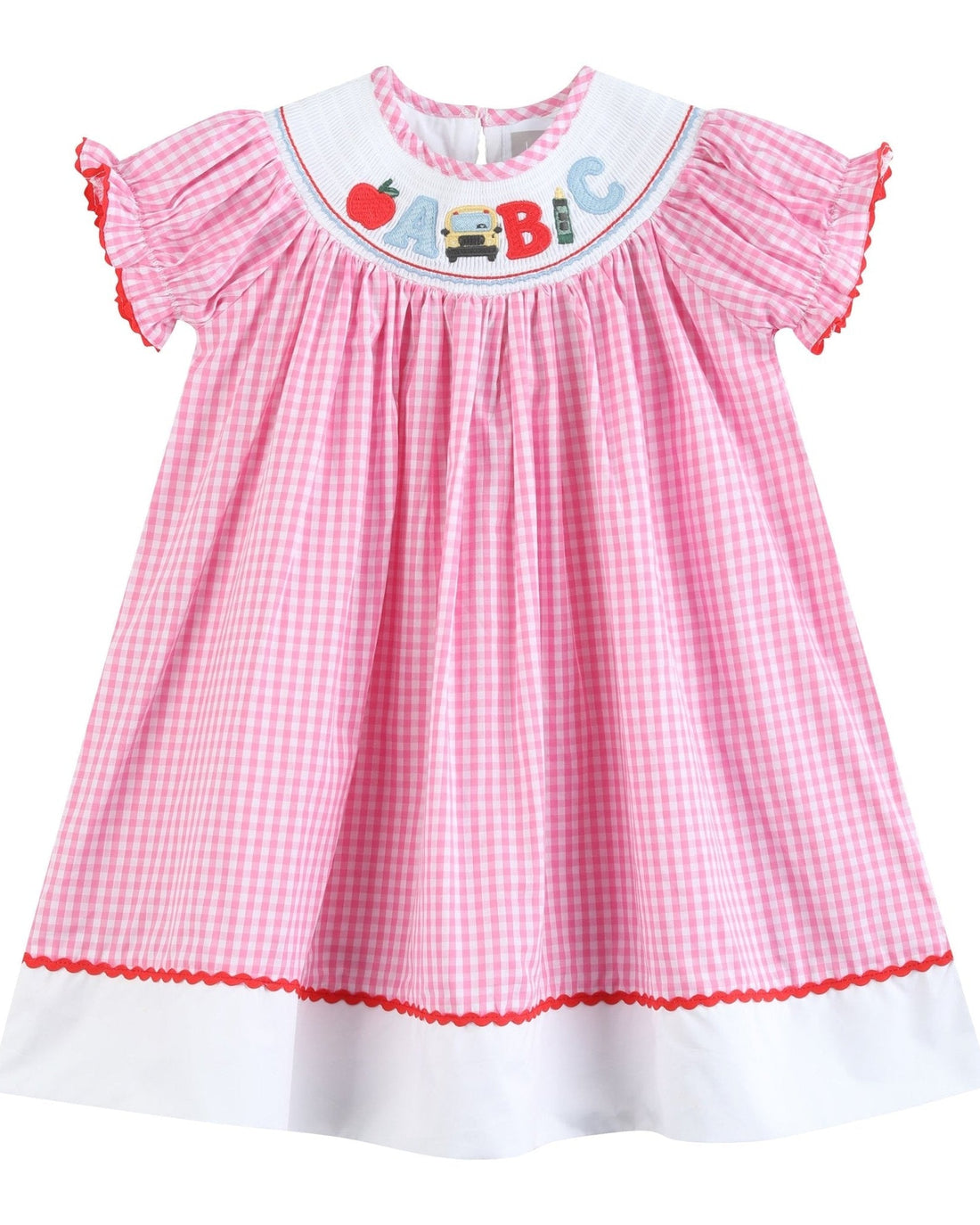 Pink Gingham ABC School Bishop Dress