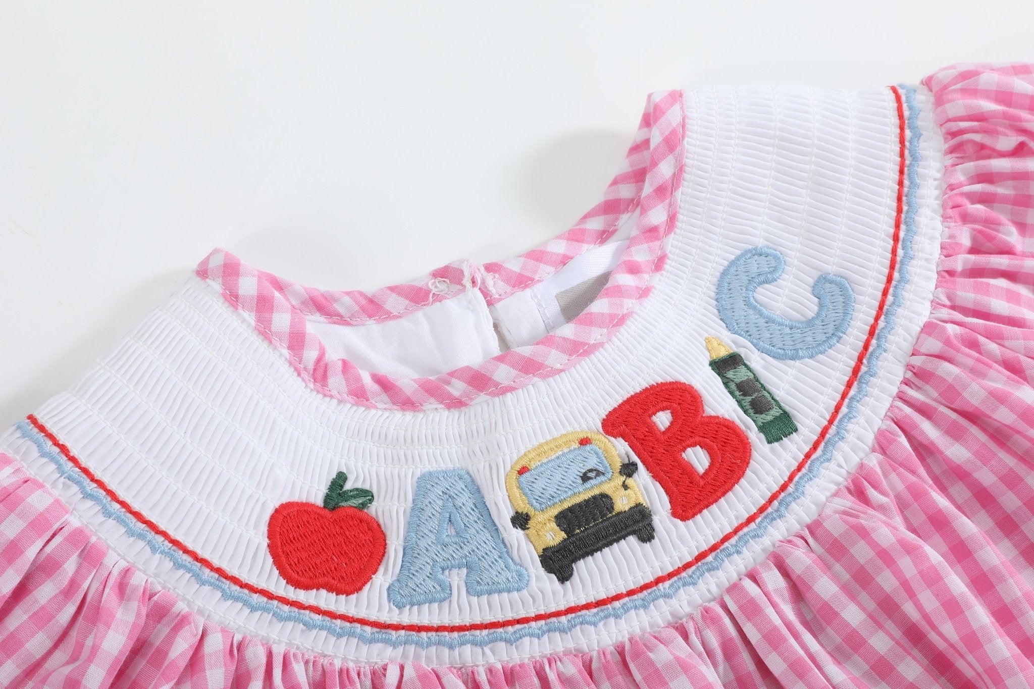 Pink Gingham ABC School Bishop Dress