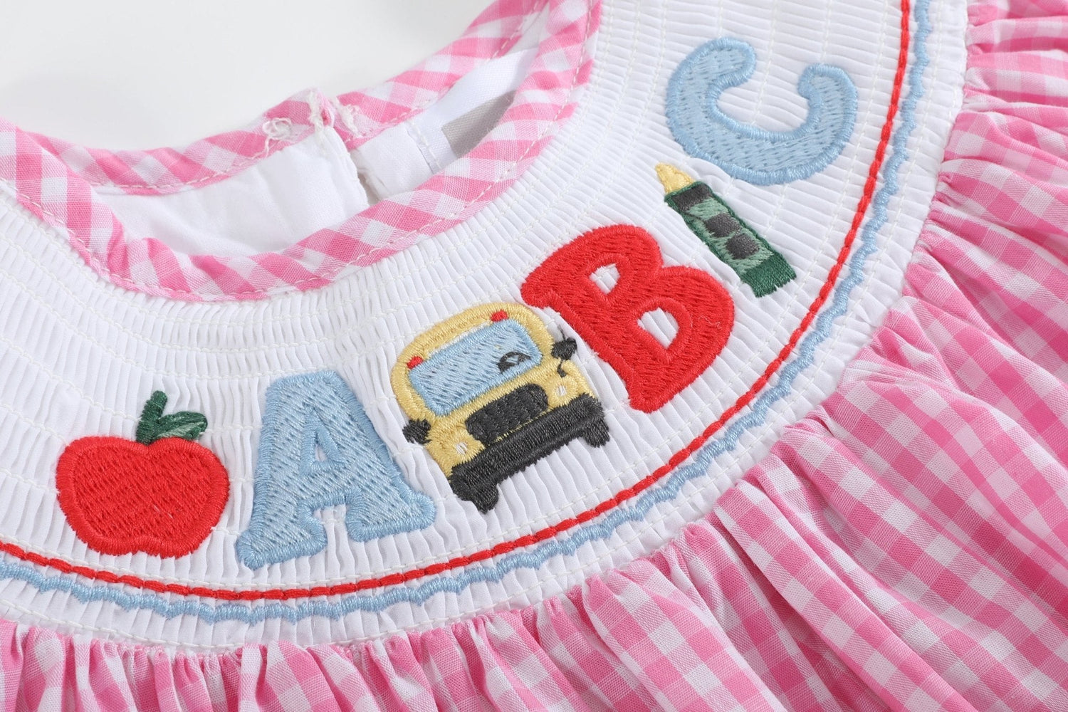 Pink Gingham ABC School Bishop Dress