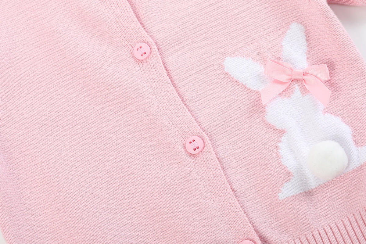 Pink Knit Bunny Cardigan