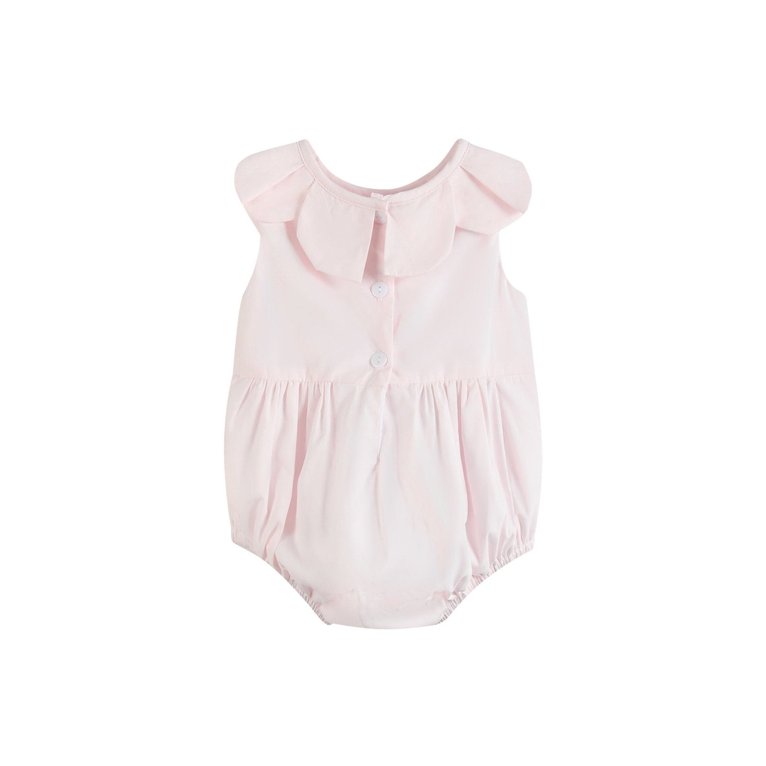 Pink Petal Collared Smocked Bubble Romper