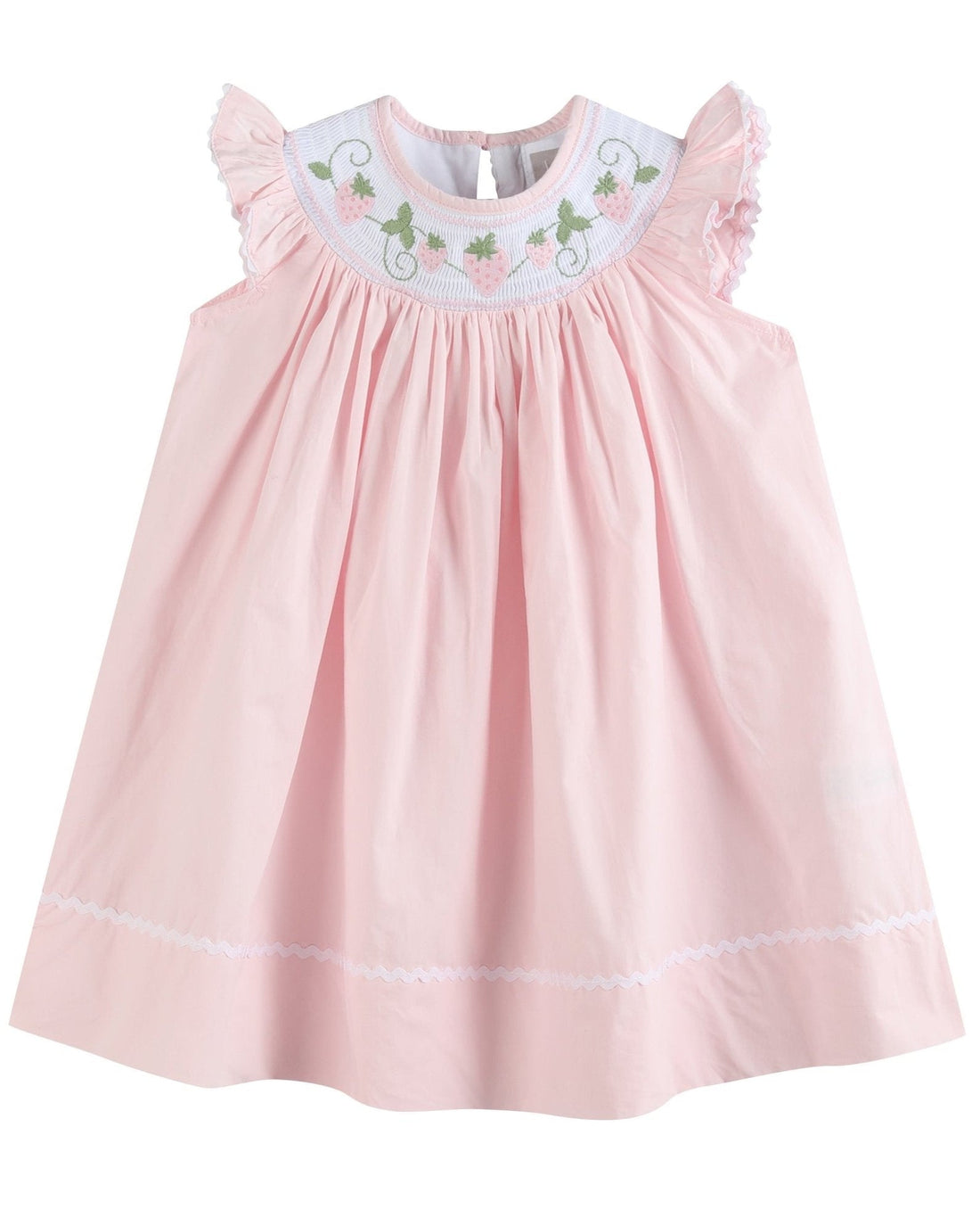 Pink Strawberry Vine Smocked Bishop Dress
