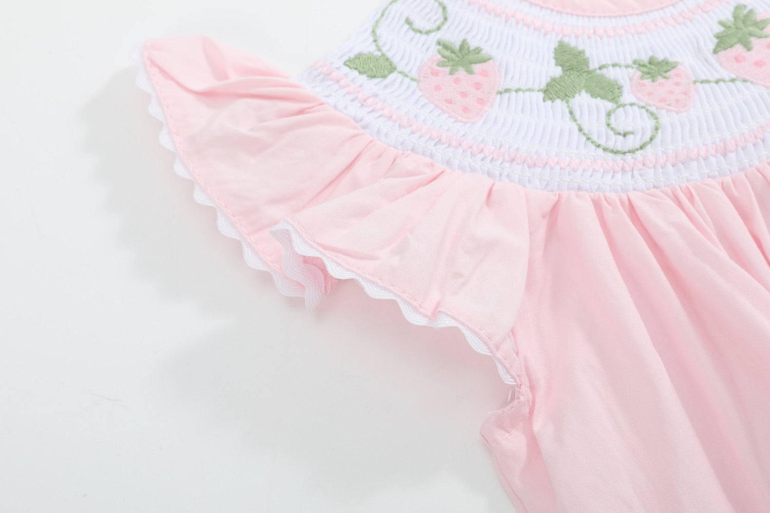 Pink Strawberry Vine Smocked Romper