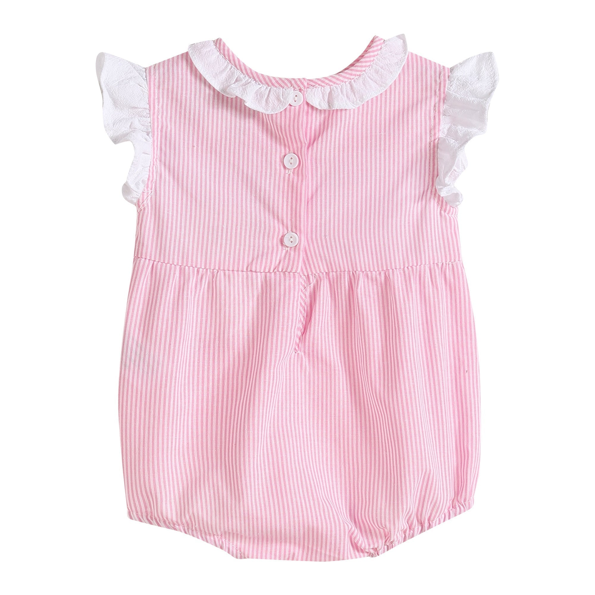 Pink Striped Lil Sister Smocked Romper