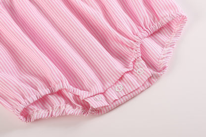 Pink Striped Lil Sister Smocked Romper