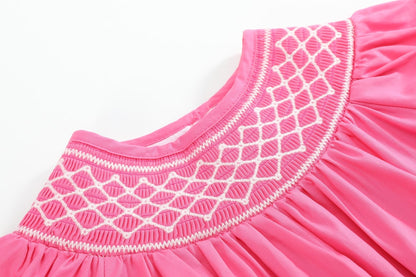 Pink &amp; White Smocked Bishop Dress