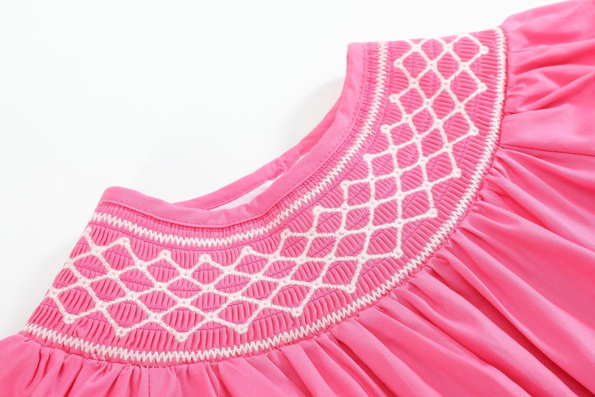 Pink &amp; White Smocked Bishop Dress