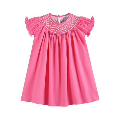 Pink &amp; White Smocked Bishop Dress