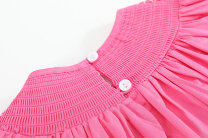 Pink &amp; White Smocked Bubble Romper
