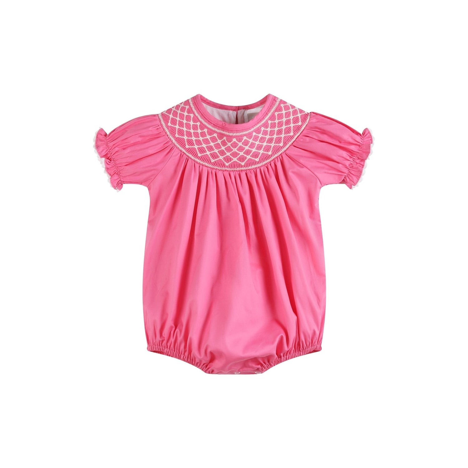 Pink &amp; White Smocked Bubble Romper