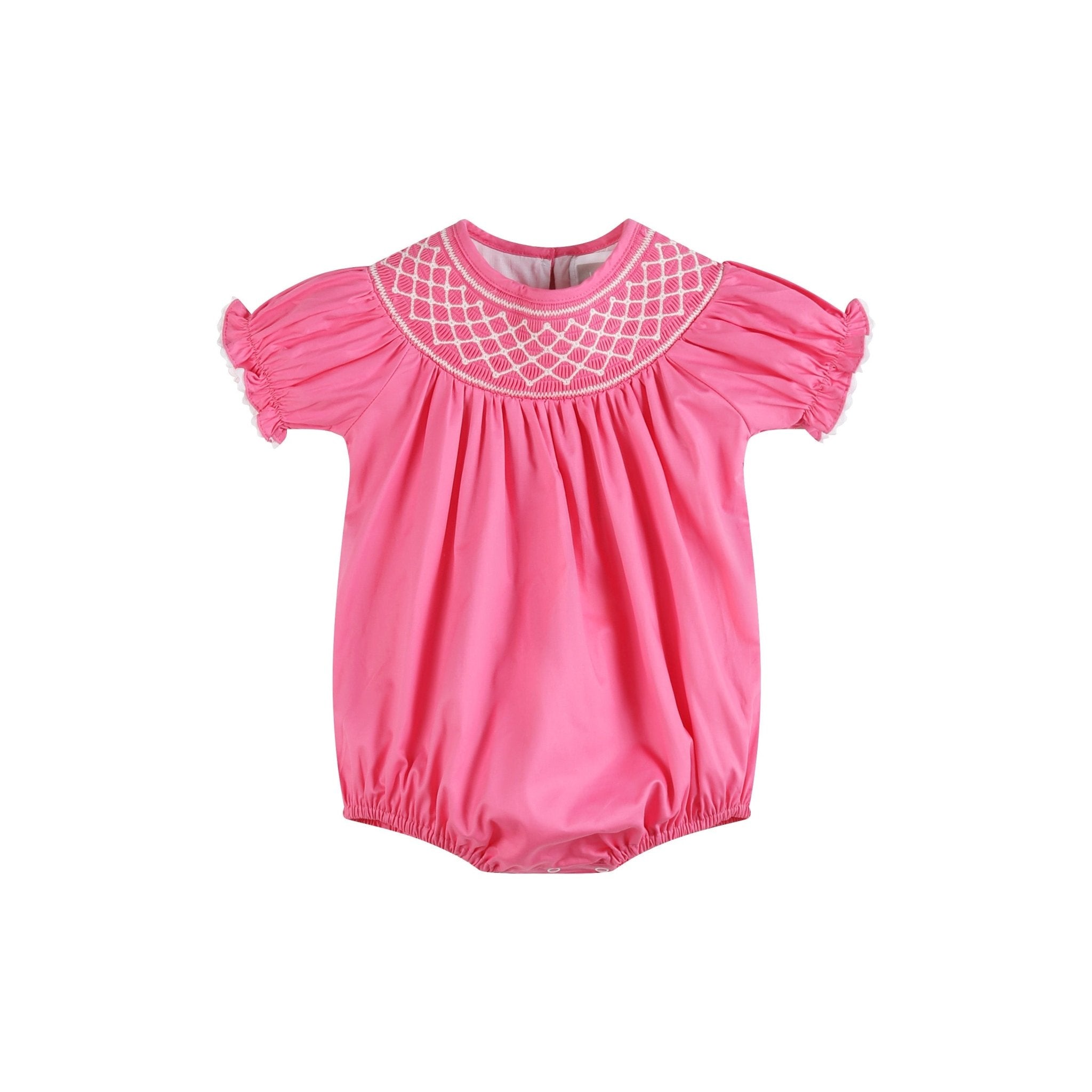 Pink &amp; White Smocked Bubble Romper