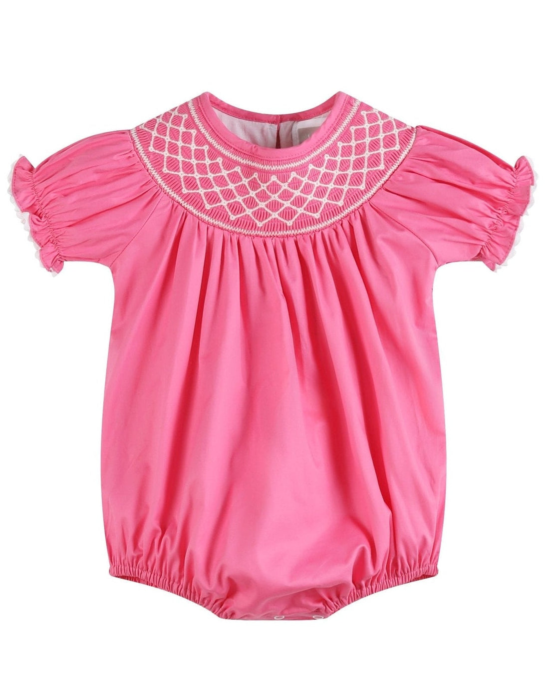 Pink &amp; White Smocked Bubble Romper