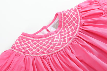 Pink &amp; White Smocked Bubble Romper