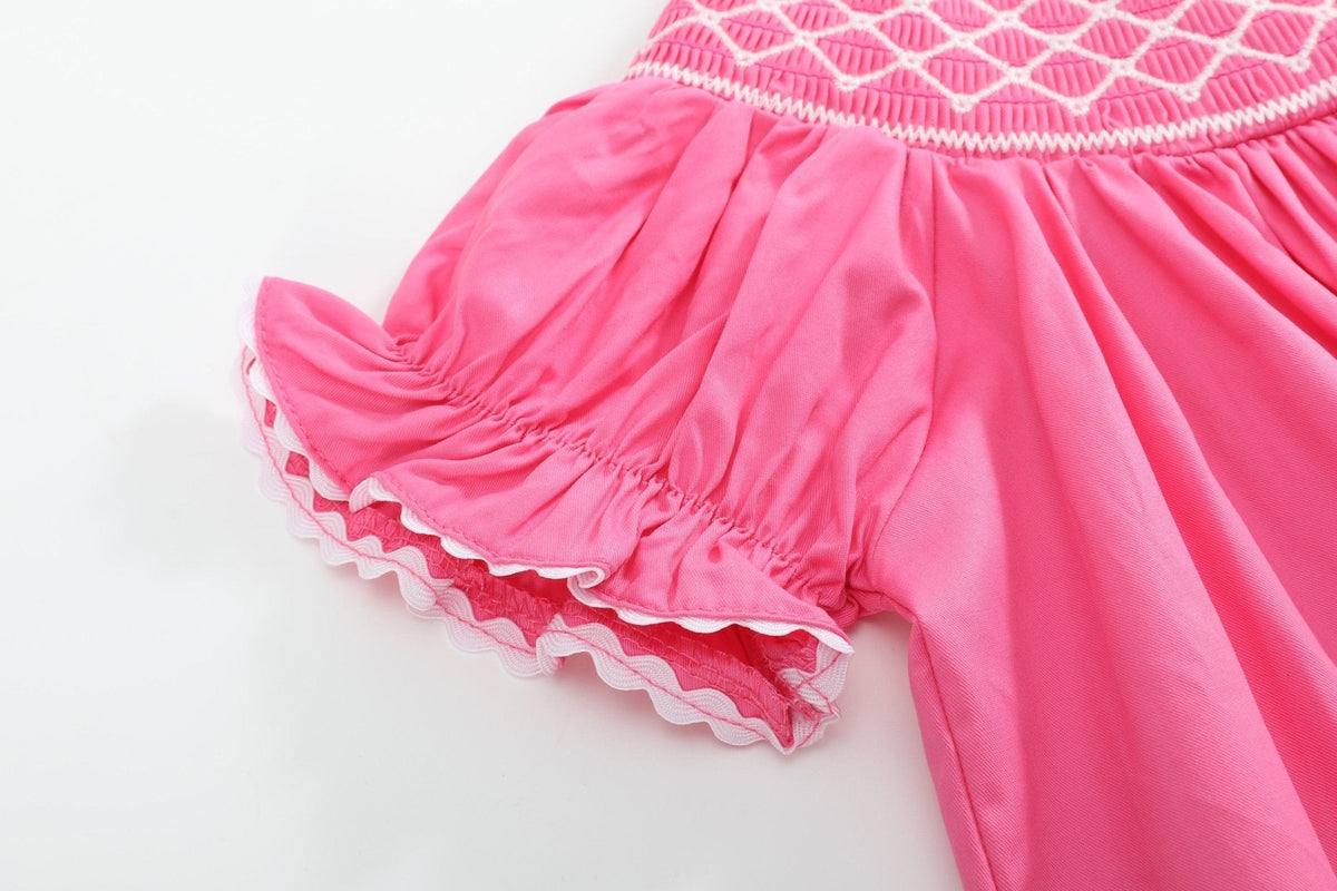 Pink &amp; White Smocked Bubble Romper