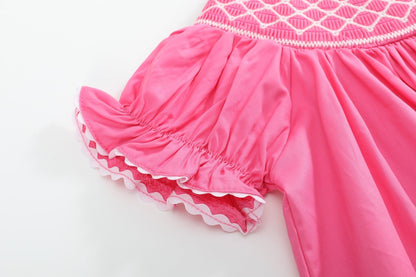 Pink &amp; White Smocked Bubble Romper