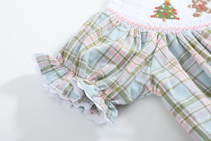 Pinkmas Plaid Christmas Smocked Bubble Romper