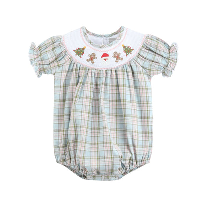 Pinkmas Plaid Christmas Smocked Bubble Romper