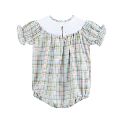 Pinkmas Plaid Christmas Smocked Bubble Romper