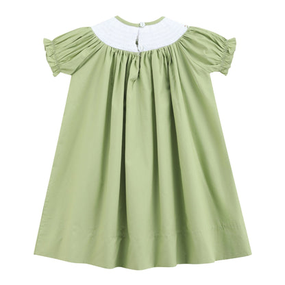 Pistachio Green Mallard Duck Smocked Bishop Dress