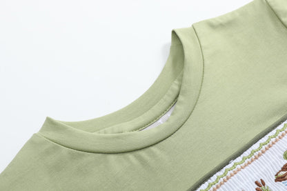 Pistachio Green Mallard Duck Smocked Shirt and Shorts Set