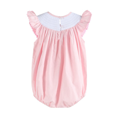 Pretty Pink Easter Bunny Smocked Flutter Romper