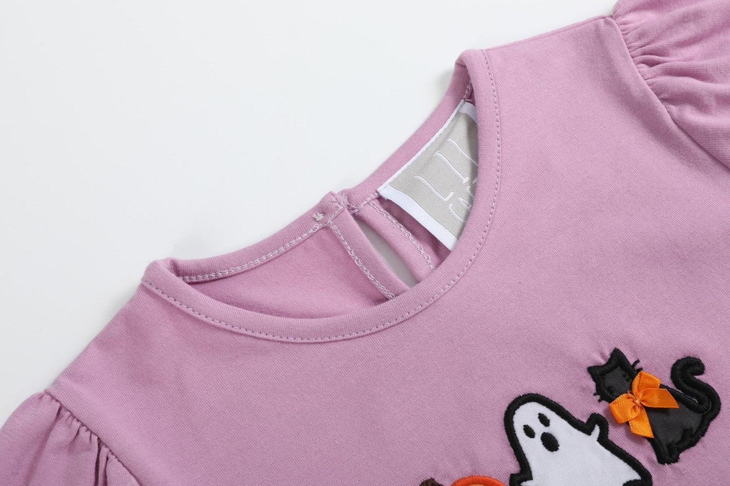 Purple Halloween Ruffle Top and Gray Skort Set