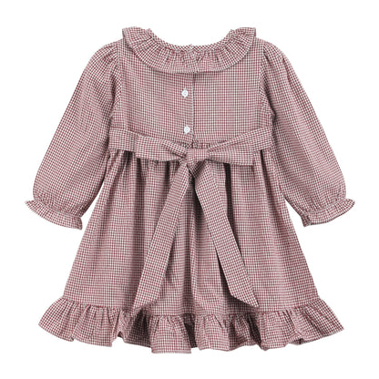 Red and Cream Gingham Farm Smocked Dress