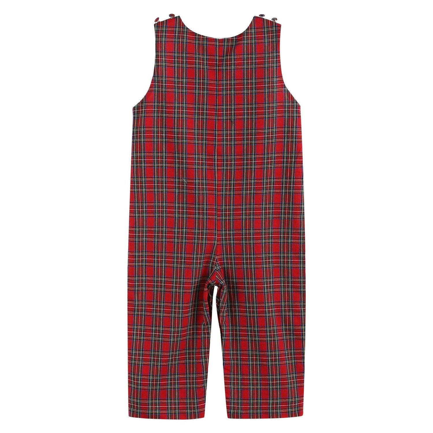 Red Christmas Plaid Santa Yoke Overalls