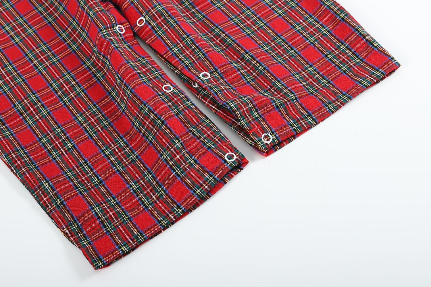 Red Christmas Plaid Santa Yoke Overalls