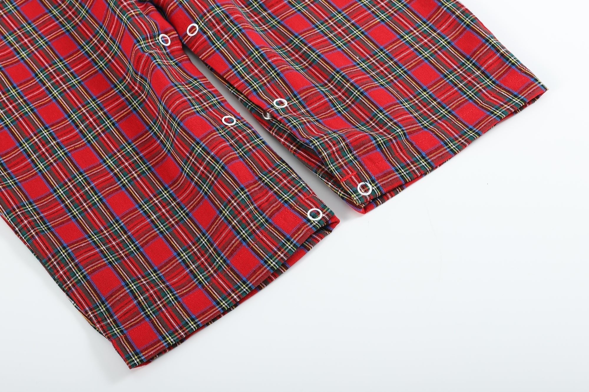 Red Christmas Plaid Santa Yoke Overalls