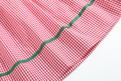 Red Gingham Apple Smocked Bishop Dress