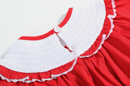 Red Santa Smocked Ruffle Romper