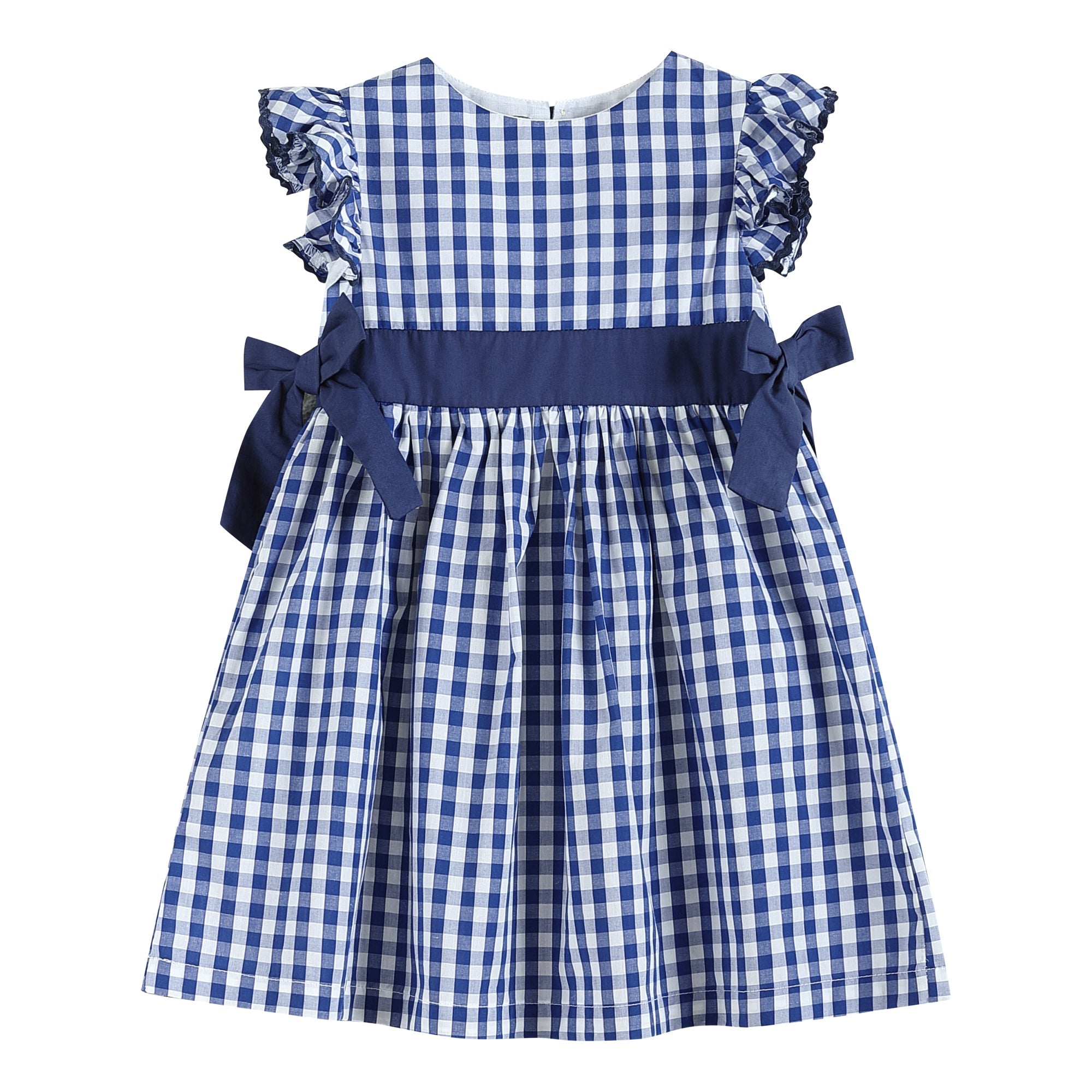 Royal Blue Gingham A-Line Dress