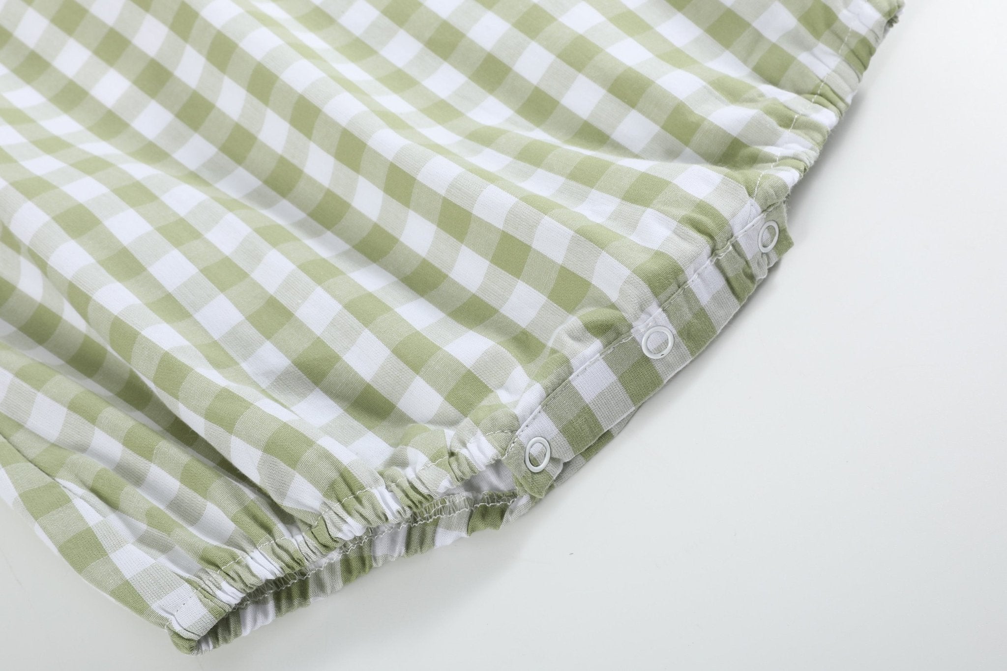 Sage Green Gingham Classic Bubble Romper