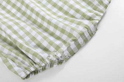 Sage Green Gingham Classic Bubble Romper