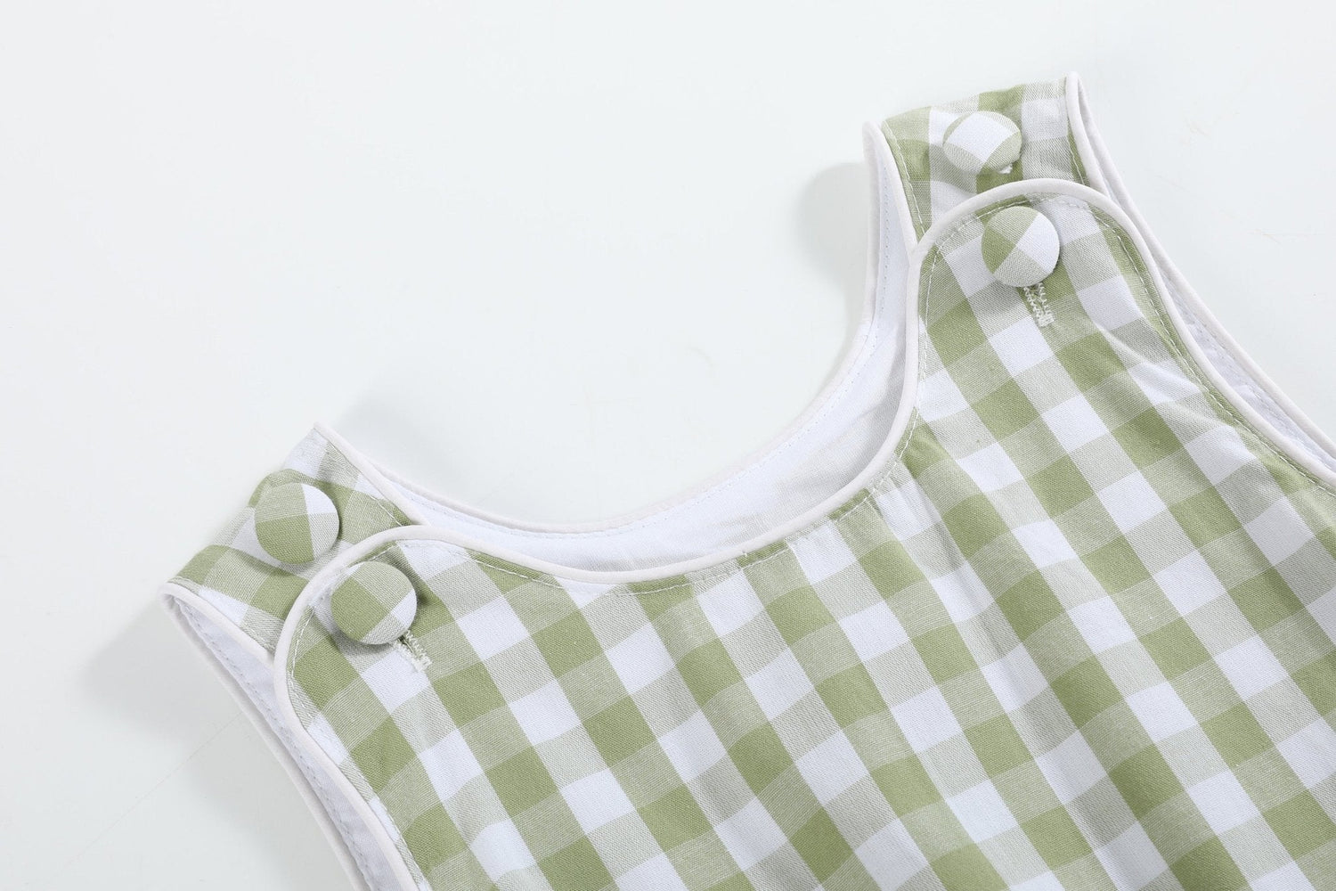 Sage Green Gingham Classic Bubble Romper