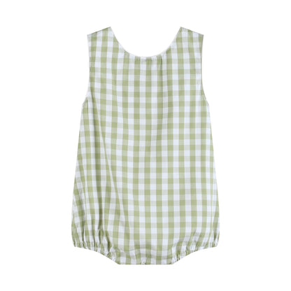 Sage Green Gingham Classic Bubble Romper