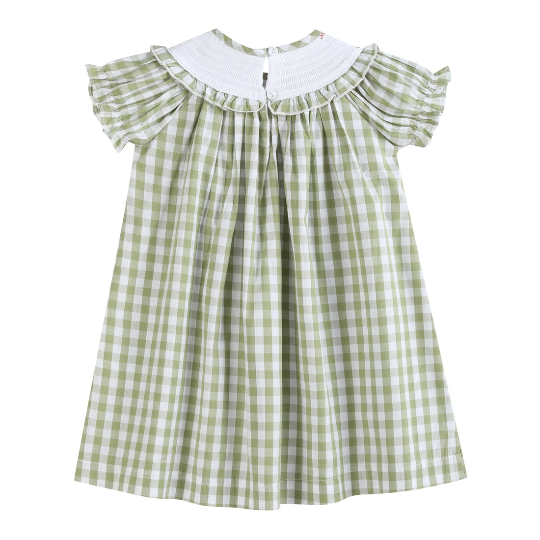 Sage Green Gingham Pumpkin Smocked Bishop Dress
