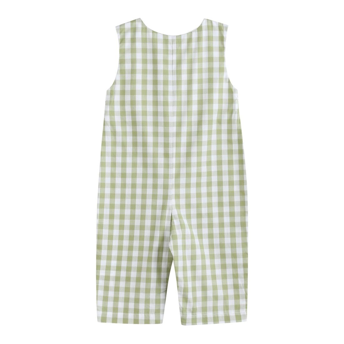 Sage Green Gingham Pumpkin Smocked Overalls
