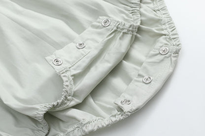 Sage Green Pumpkin Smocked Ruffle Bubble Romper